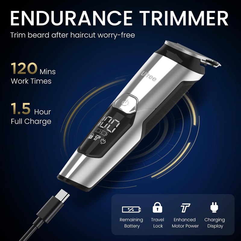 UFREE 3-in-1 Beard Trimmer Kit, Men's Electric Shaver Razor for Mustache Body Nose Facial Hair, Professional Hair Trimmer, Rechargeable Clippers, Waterproof Beard Grooming, Birthday Gifts for Men - Image 5